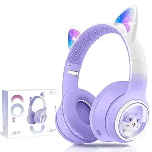Cute Cat Ear Bluetooth Headphones with LED Lights