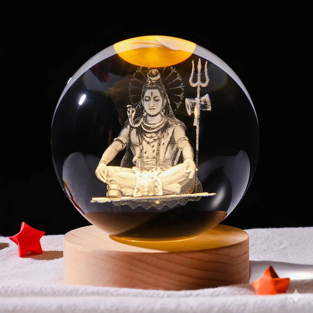 3D Lord Shiva Crystal Ball Lamp
