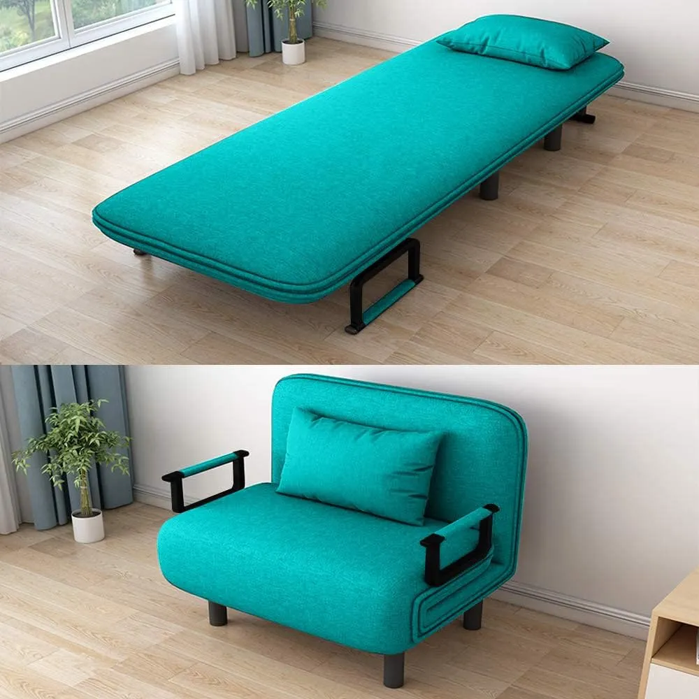 Convertible Tri-Fold Sofa Cum Bed Couch with 5-
Position Adjustable Backrest (Grey)