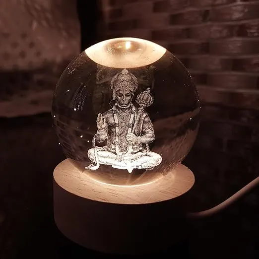 3D God Crystal Ball Lamp Combo | Shiva, Hanuman