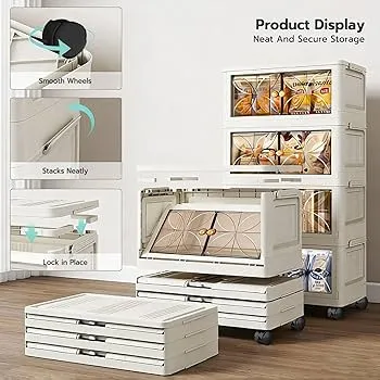 Foldable Storage Organizer Box with Wheels