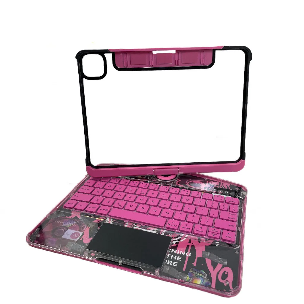 Luxury Pink Keyboard Case with Touchpad for Tablet – Stylish Protective Cover with Wireless Keyboard