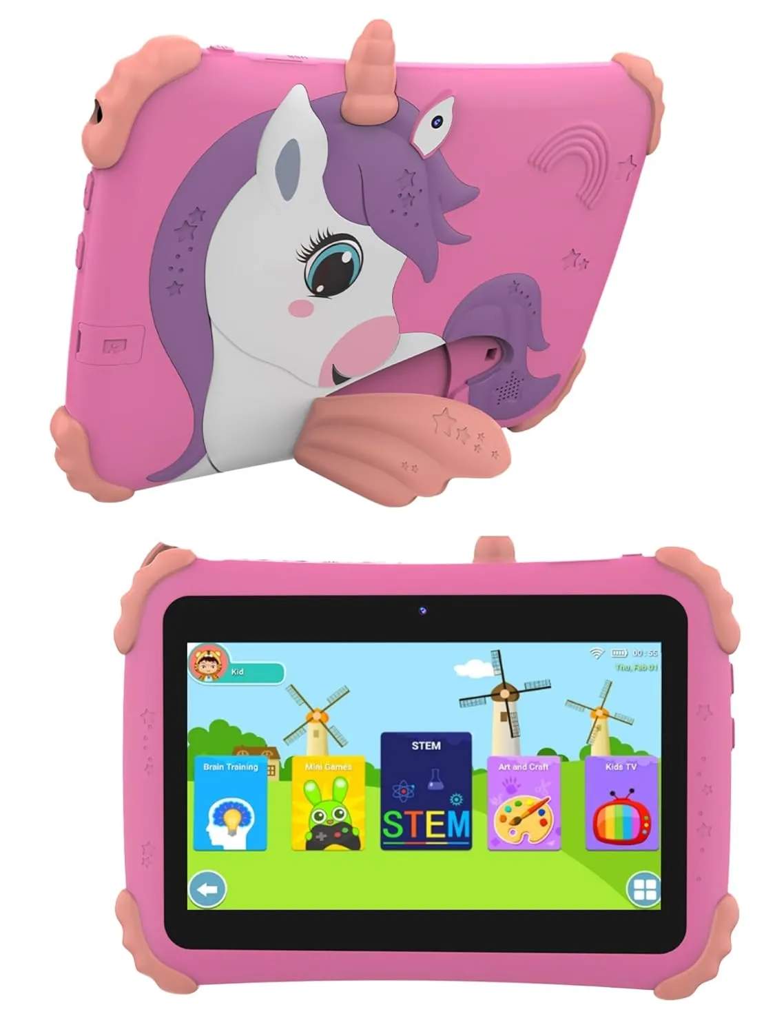 Kids Unicorn Learning Tablet with Protective Case