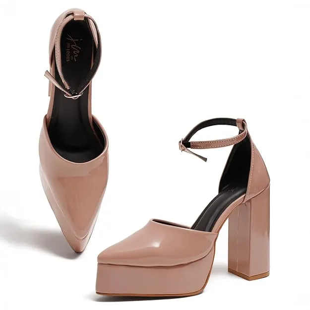Women's Pointed Toe Platform Block Heels