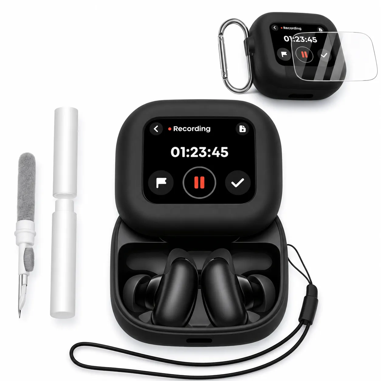 Smart Wireless Earbuds with Touch Screen Charging Case